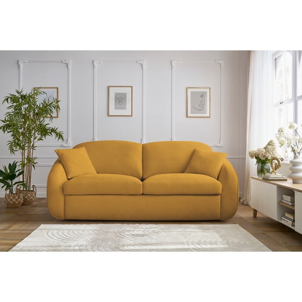 Canapea galbenă extensibilă 235 cm Cezanne – Bobochic Paris-image-1
