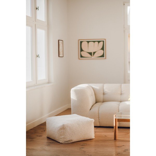 Puf bej cu tapițerie din țesătură bouclé Keno – noo.ma-image-1