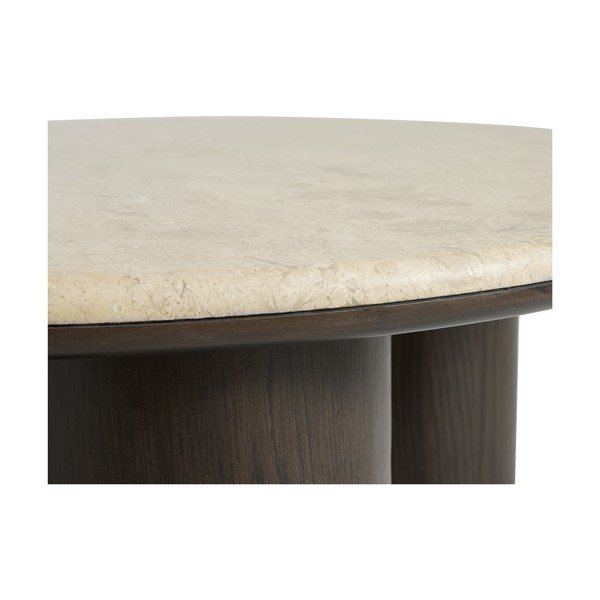 Măsuță de cafea în culoare naturală închisă rotundă cu blat din marmură ø 90 cm Piazze – Unique Furniture-image-2