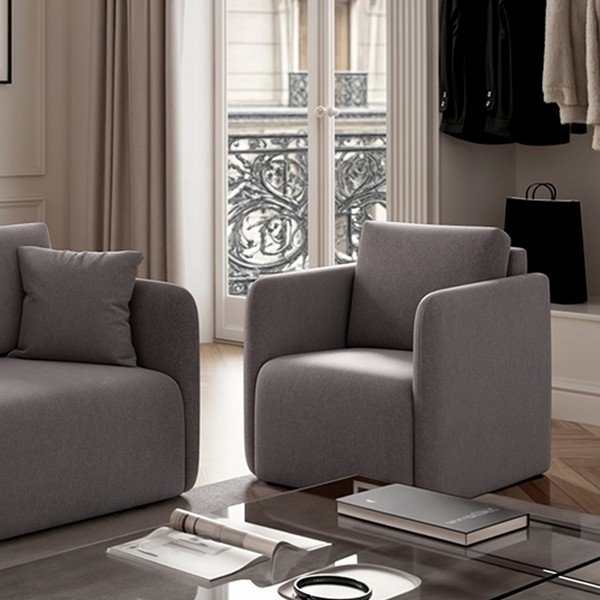 Fotoliu gri cu tapițerie din catifea Chaum – Rodier-image-3