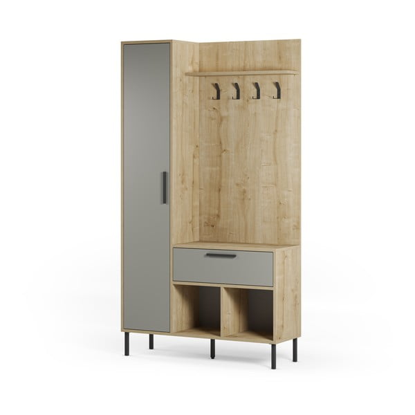 Set pentru hol verde/în culoare naturală cu aspect de lemn de stejar 108x195x35 cm Heidy – Marckeric-image-3