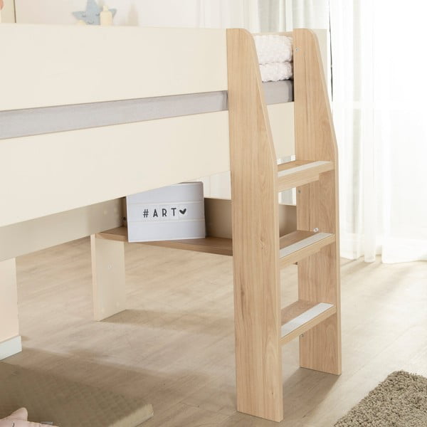 Pat pentru copii  bej înalt fără somieră 90x200 cm Loft – Roba-image-4