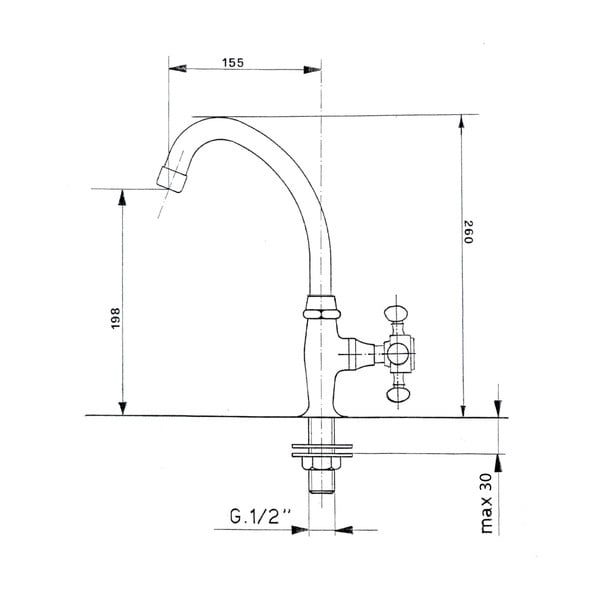 Baterie argintiu-lucios pentru chiuvetă înaltă Antea – Sapho-image-1