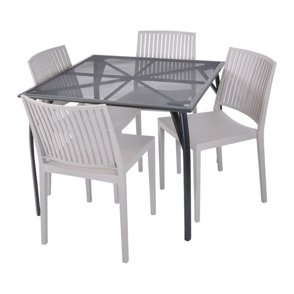 Scaun de grădină bej din plastic Bars - Rojaplast-image-1