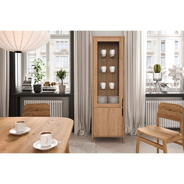 Vitrină în culoare naturală din lemn   de stejar 59x188 cm Twig – The Beds-image-3