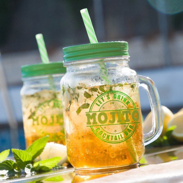 Cană cu pai și capac InnovaGoods Mojito, 450 ml, verde-image-1