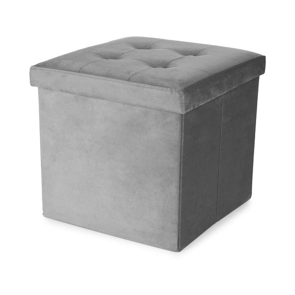 Taburet gri cu tapițerie din catifea – Compactor-image-2