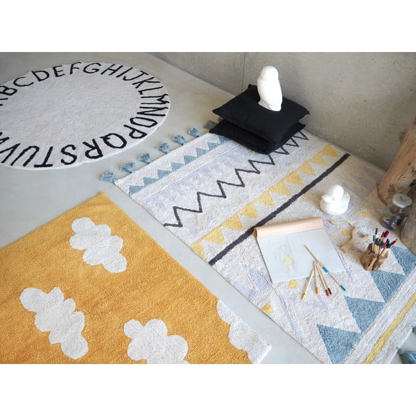 Covor pentru copii crem lavabil/țesut manual din bumbac 140x200 cm Azteca Vintage Blue – Lorena Canals-image-4