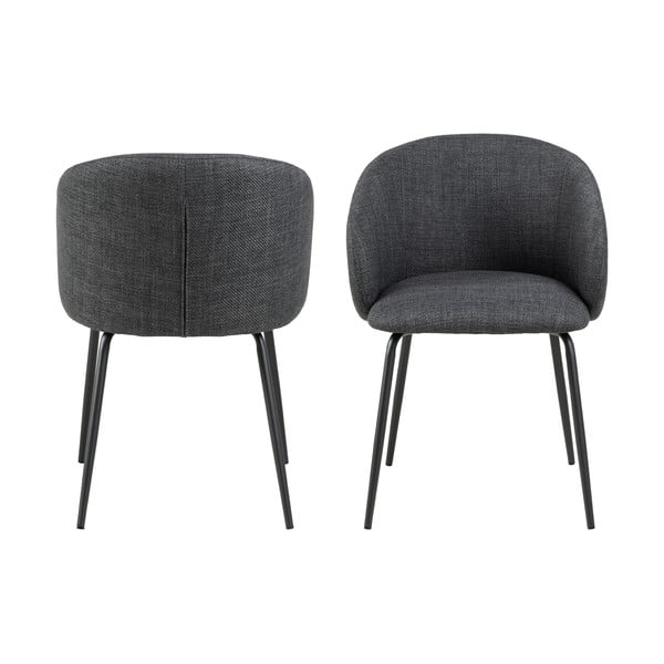 Set de scaune de sufragerie gri închis cu cotiere 2 buc. tapițat Eleanor – Actona-image-2