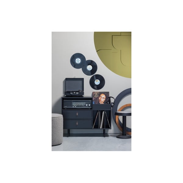 Dulap pentru pick-up și discuri din lemn de pin negru 90x73 cm Jackson - WOOOD-image-4