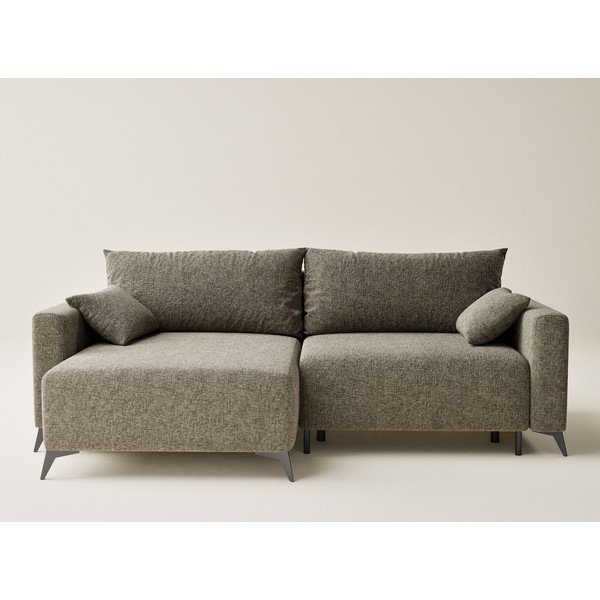 Colțar maro extensibil/cu spațiu de depozitare cu tapițerie din chenille (cu colț pe partea stângă/cu șezlong) Leon – Maison de Rêve-image-2