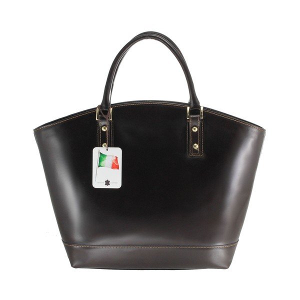 Geantă din piele Chicca Borse Stefania, negru-image-1