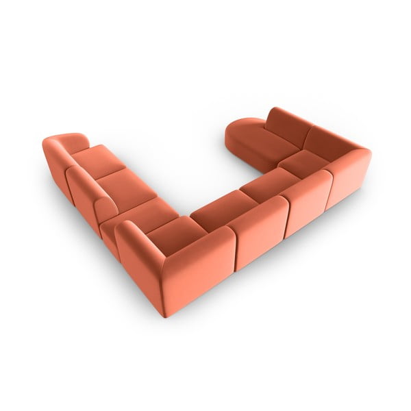 Colțar roz cu tapițerie din catifea (cu colț pe partea dreaptă, în formă de "U") Paolo – Milo Casa-image-3