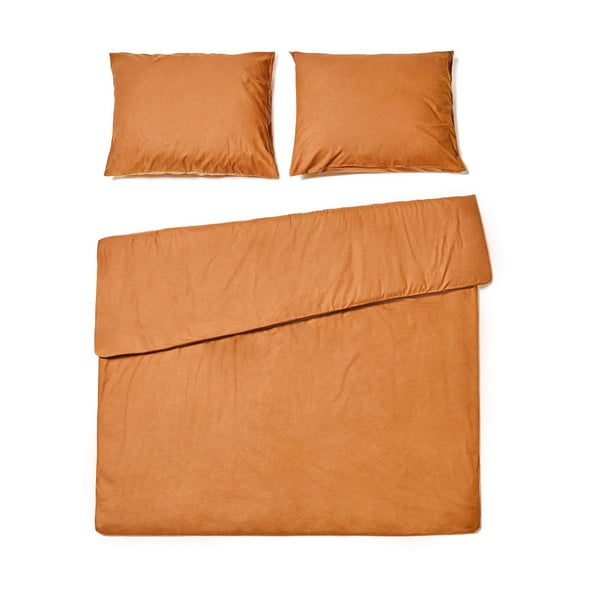 Lenjerie pentru pat dublu din bumbac stonewashed Bonami Selection, 160 x 200 cm, portocaliu teracotă