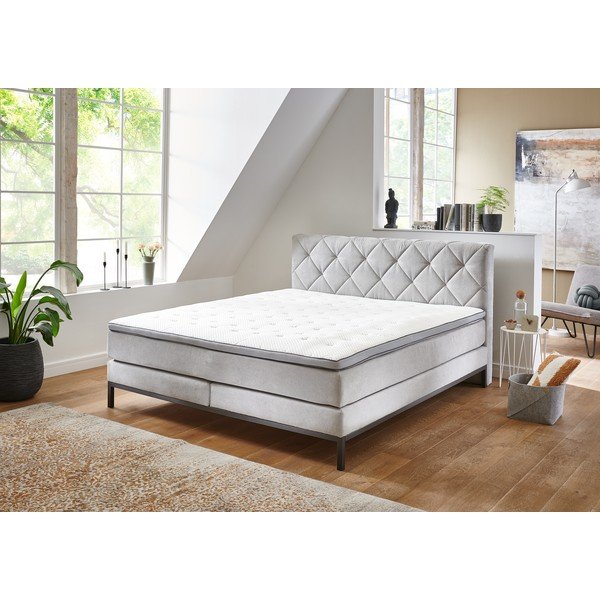 Pat boxspring gri deschis 180x200 cm Rockaway – Rojaplast-image-3