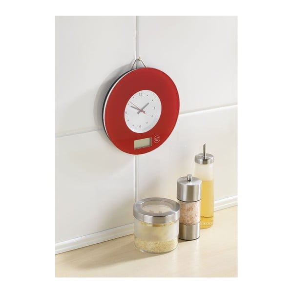 Cântar de bucătărie cu ceas Wenko Clock, roșu-image-1