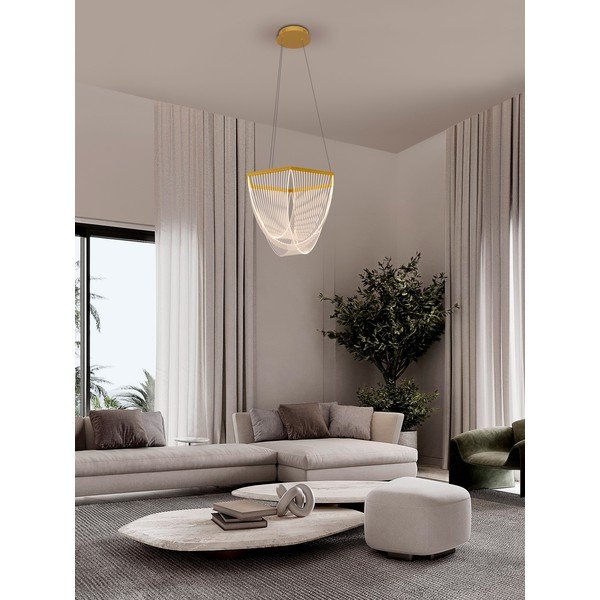 Lustră aurie LED cu intensitate reglabilă din aluminiu cu abajur din sticlă acrilică ø 52 cm Valentin – Nova Luce-image-1
