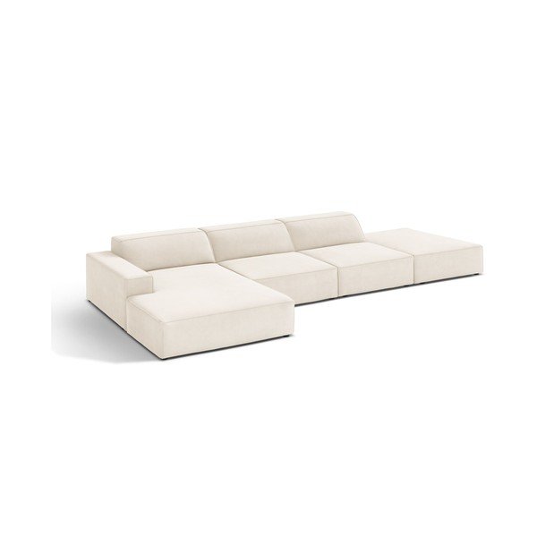 Colțar modular crem cu tapițerie din catifea (cu colț pe partea stângă/cu șezlong) Jodie – Micadoni 
