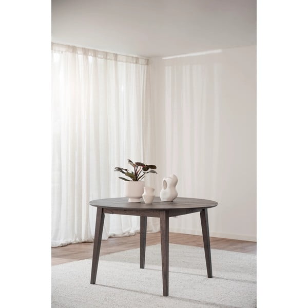 Masă de dining rotundă extensibilă din lemn de stejar ø 120 cm Filippa – Rowico-image-1