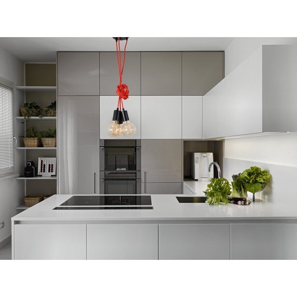  Lustră pentru 3 becuri Filament Style Spider, roșu-image-2