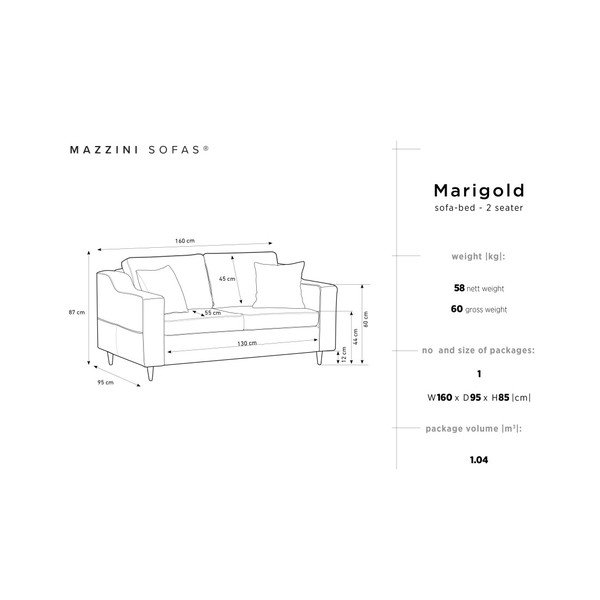 Canapea cu 2 locuri Mazzini Sofas Marigold, albastru închis-image-4