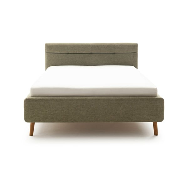 Pat matrimonial verde tapițat cu spațiu de depozitare cu somieră 160x200 cm Lotte – Meise Möbel-image-3