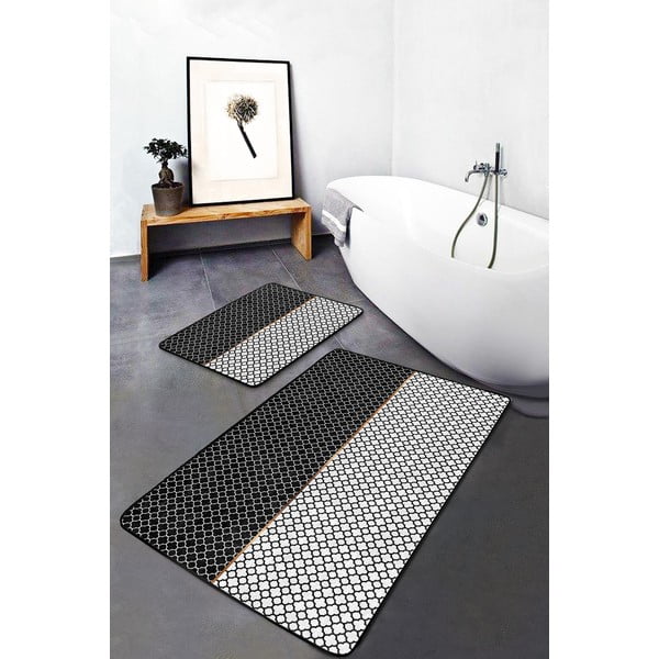 Covorașe de baie gri închis în set de 2 buc. 100x60 cm - Minimalist Home World-image-1