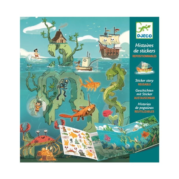 Set poveste cu autocolante detașabile/mobile Djeco Sea Sticker Story-image-1