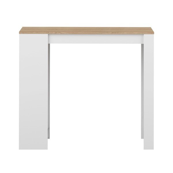 Masă tip bar cu blat în decor de lemn de stejar TemaHome Aravis, alb-image-3