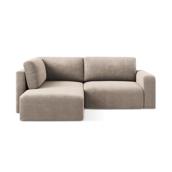 Colțar bej extensibil/cu spațiu de depozitare cu tapițerie din chenille (cu colț pe partea stângă/în formă de ”L”) Kona – Makamii