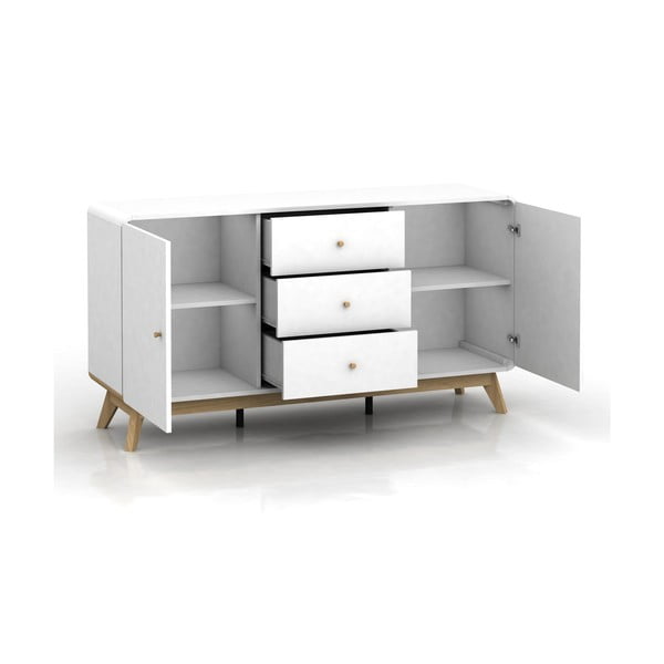 Comodă albă joasă 140x75 cm Caitlin – Støraa-image-3