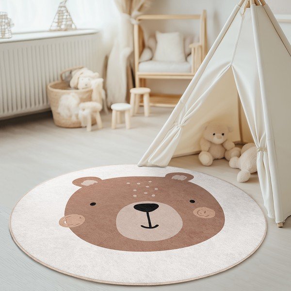 Covor pentru copii maro/crem lavabil ø100 cm Teddy Bear – Mila Home-image-3