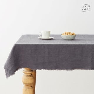 Față de masă gri închis din in 140x140 cm - Linen Tales