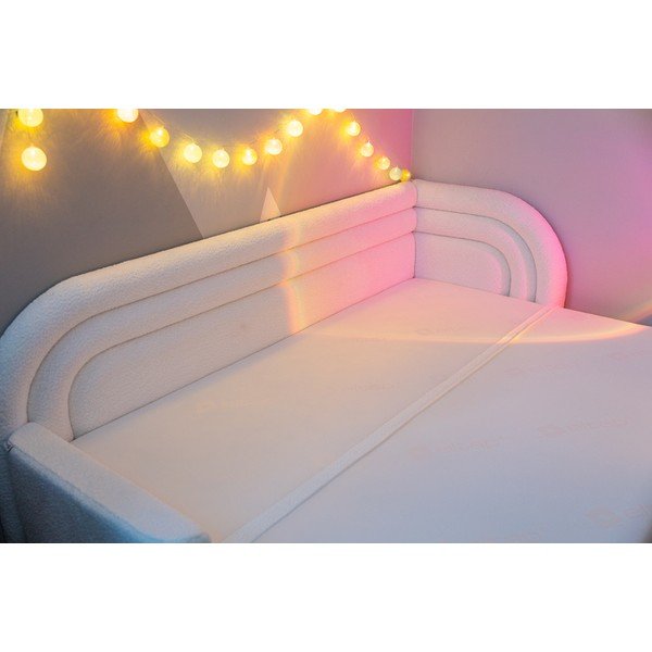 Canapea crem extensibilă/cu spațiu de depozitare cu tapițerie din țesătură bouclé cu colț pe partea dreaptă 223 cm Fabillo – ELTAP-image-4