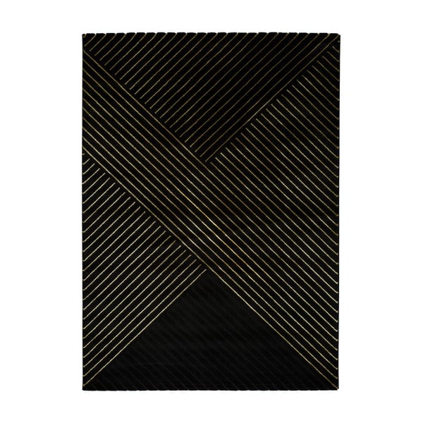 Covor Universal Gold Stripes, 140 x 200 cm, negru