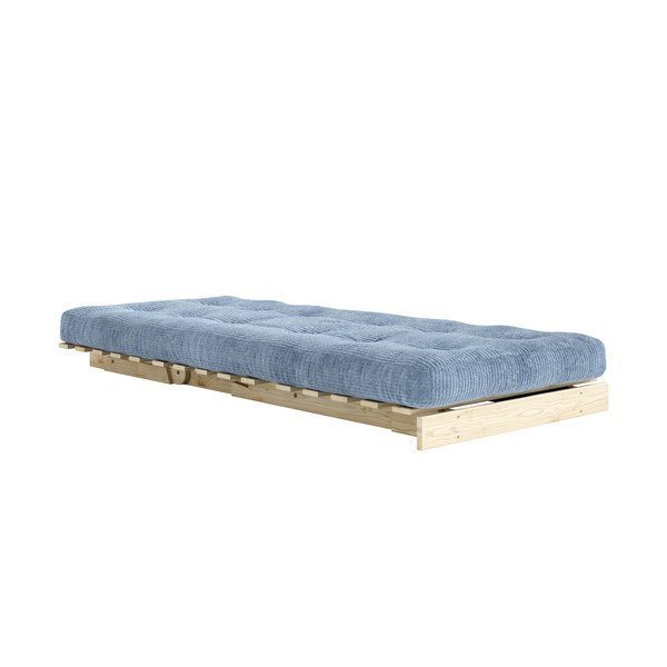 Fotoliu albastru deschis extensibil de tip futon cu tapițerie din catifea reiată Roots – Karup-image-3