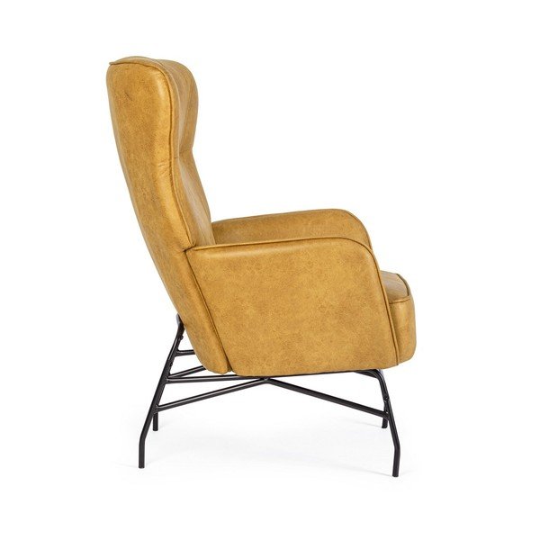 Fotoliu galben muștar cu tapițerie din imitație de piele Nasira – Bizzotto-image-3