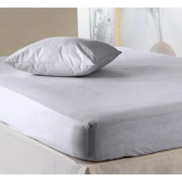 Cearșaf pentru pat matrimonial Descanso Jersey White, 140x200 cm