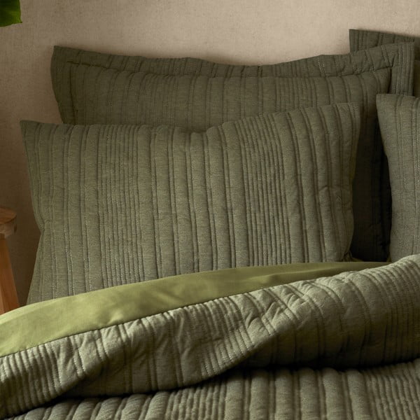 Lenjerie de pat kaki pentru pat dublu 200x200 cm Tamba Stripe – Pineapple Elephant-image-1