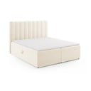 Pat boxspring bej cu spațiu de depozitare 180x200 cm Gina – Milo Casa