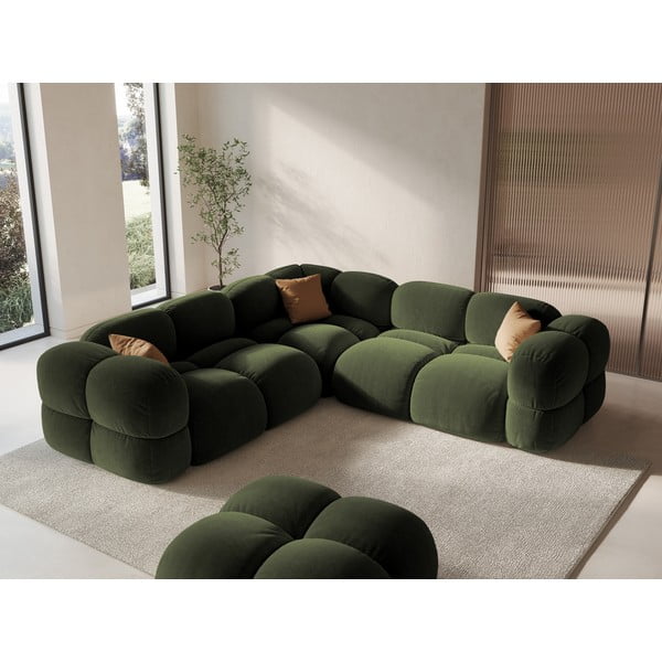 Colțar verde cu tapițerie din catifea Loretto – Cosmopolitan Design-image-1