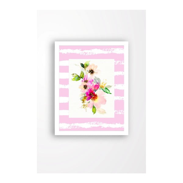 Tablou pe pânză în ramă albă Tablo Center Pink Garden, 29 x 24 cm