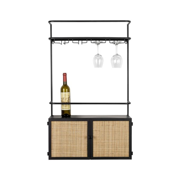 Dulap vinotecă din ratan negru 18x100 cm Guuji - White Label-image-2