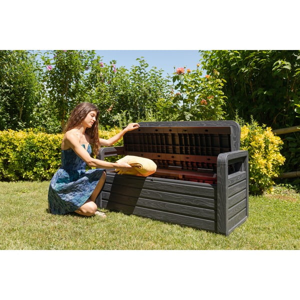 Bancă de grădină gri închis din plastic Forever Spring – Toomax-image-3