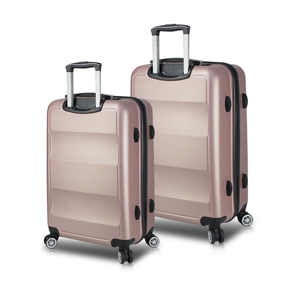 Set 2 valize cu roți și port USB My Valice LASSO Cabin & Medium, roz