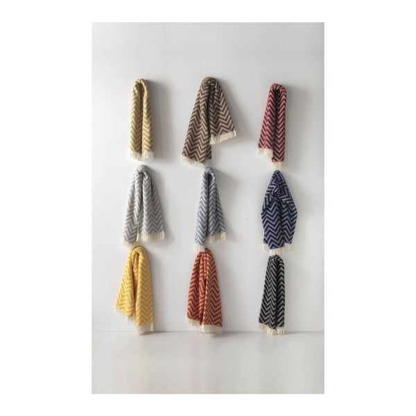 Pled din amestec de bumbac Euromant Chevron, 140 x 180 cm, roșu burgundi-image-2