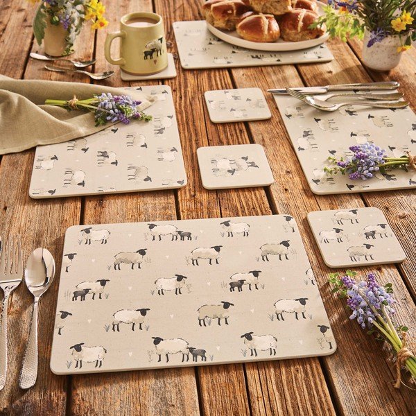 Suporturi pentru farfurii 4 buc. din plută 21,5x29 cm Highland Sheep – Cooksmart ®-image-1