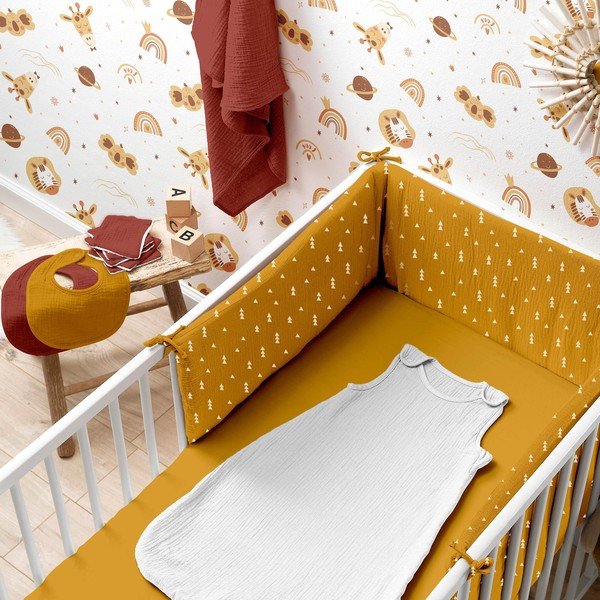 Cearceaf pentru copii din muselină pentru pătuț cu elastic 70x140 cm – Bébé Douceur-image-1