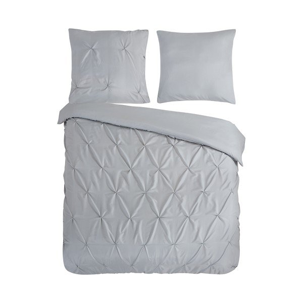 Lenjerie de pat gri din microfibră pentru pat dublu/extinsă 200x220 cm Pure Elegance – Good Morning