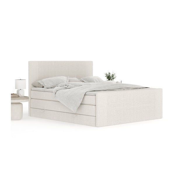 Pat boxspring bej cu spațiu de depozitare 180x200 cm Bergamo – Maison de Rêve-image-3